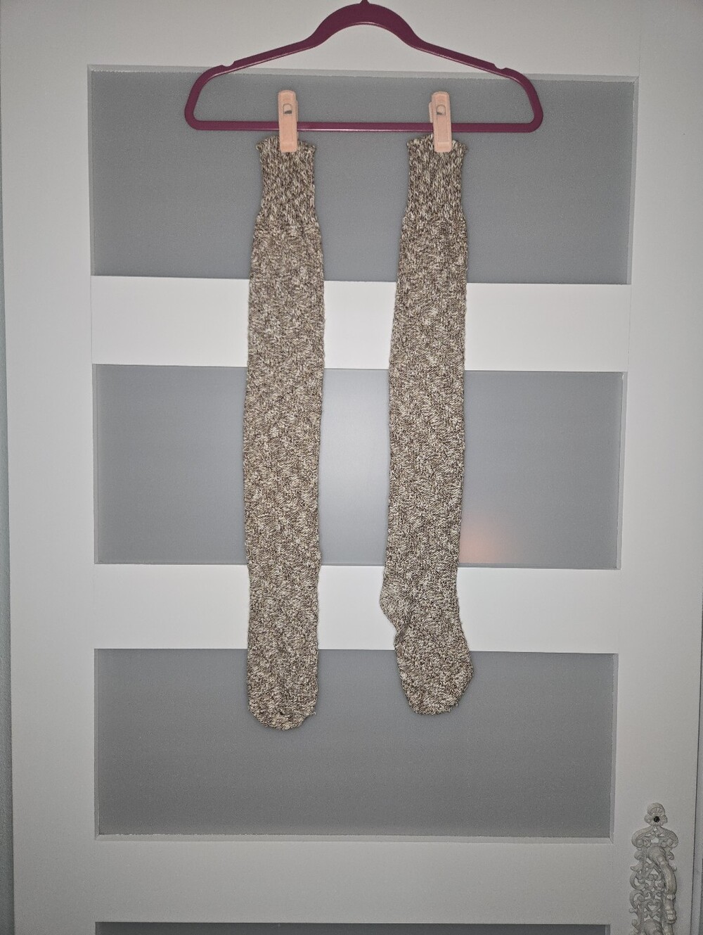 Knee-High Marled Boot Socks - Neutral Beige